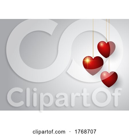 Valentines Day Background with Hanging Hearts by KJ Pargeter