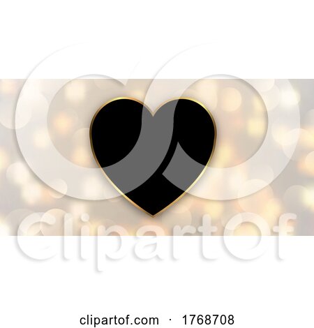 Valentines Day Banner with Gold and Black Heart by KJ Pargeter
