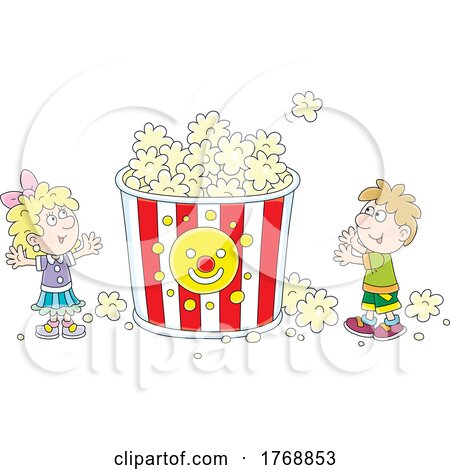 Children with a Giant Popcorn Bucket by Alex Bannykh