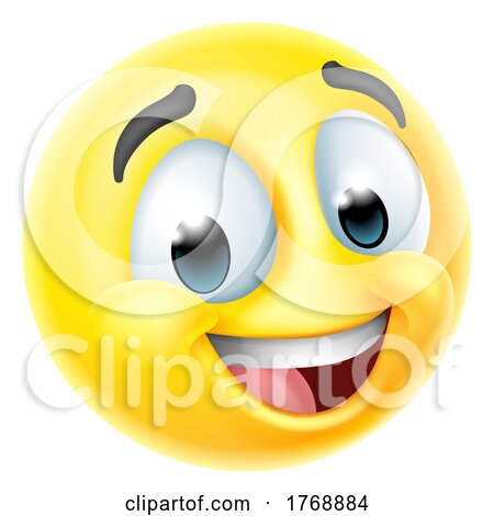 Happy Smiling Cartoon Emoji Emoticon Face Icon by AtStockIllustration