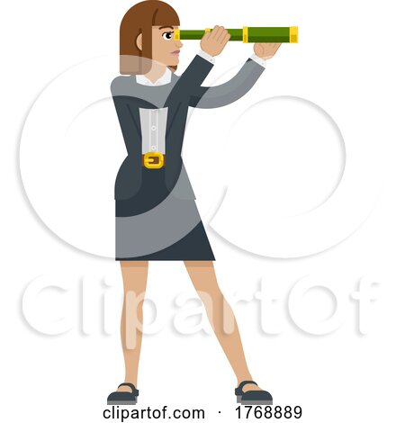 Telescope Spyglass Woman Business Concept by AtStockIllustration