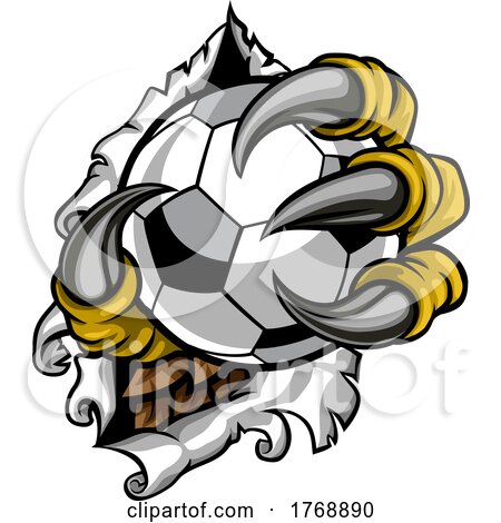 Tearing Ripping Claw Talons with Soccer Football by AtStockIllustration
