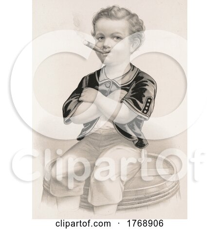 Historical Portrait of a Boy Smoking a Cigar by JVPD