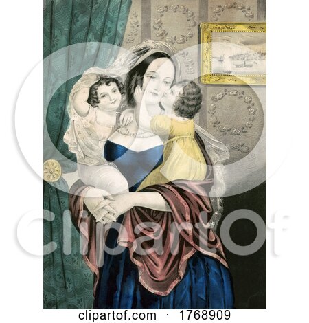 Historical Portrait of a Mother Holding Children by JVPD