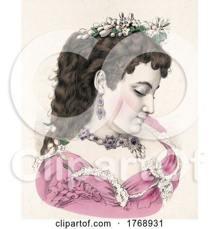 Historical Portrait of a Lady in a Pink Gown by JVPD