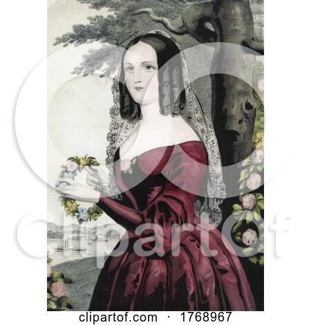 Historical Portrait of a Bride Holding a Wreath by JVPD