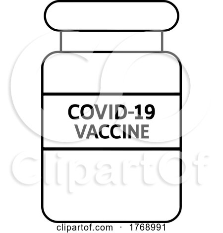 Cartoon Black and White Covid Vaccine Vial by Hit Toon