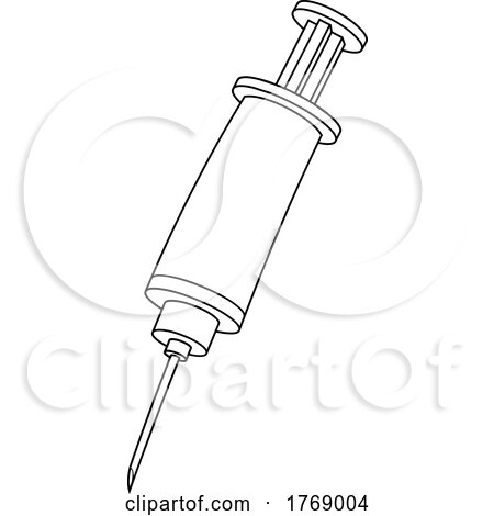 Cartoon Black and White Vaccine Syringe  by Hit Toon