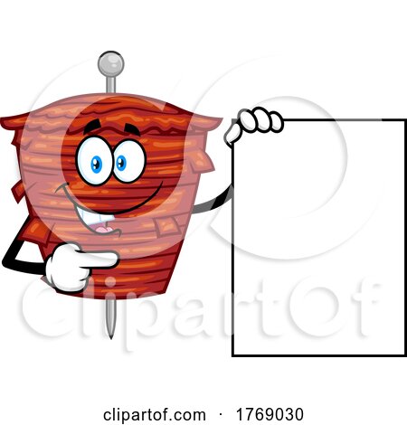 Cartoon Meat Kebab Mascot with a Sign by Hit Toon