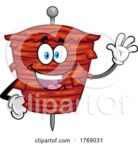 Cartoon Meat Kebab Mascot Waving by Hit Toon