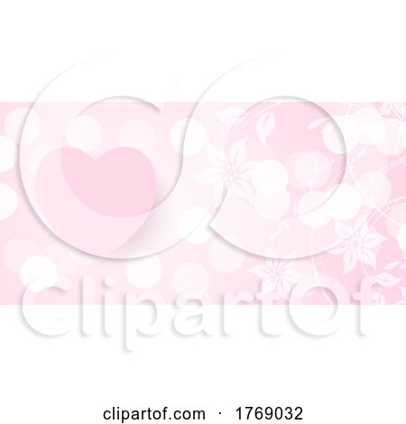 Valentines Day Banner with Bokeh Lights and Floral Design by KJ Pargeter