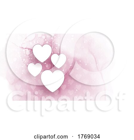 Valentines Day Banner with Heart on Watercolour Design by KJ Pargeter