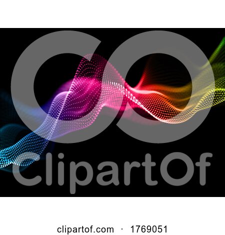 3D Digital Background with Flowing Rainbow Coloured Techno Particles Design by KJ Pargeter