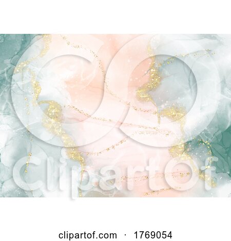 Hand Painted Alcohol Ink Background with Gold Glitter by KJ Pargeter