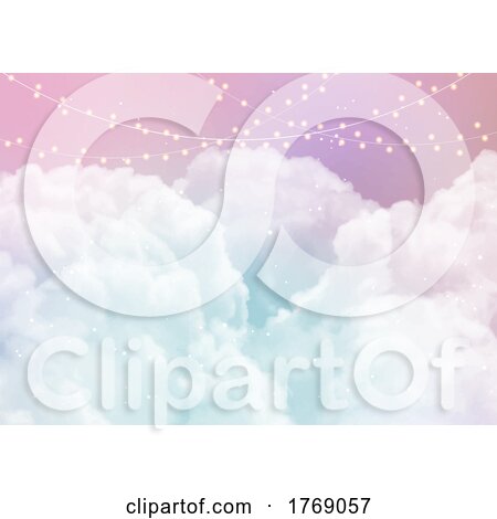 Sky Background with Sugar Cotton Candy Clouds and Stars by KJ Pargeter