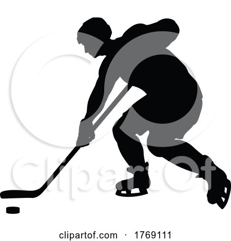 Silhouette Ice Hockey Player by AtStockIllustration