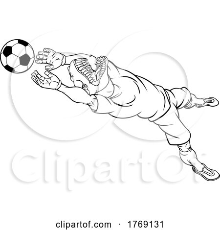 Dinosaur Soccer Football Player Sports Mascot by AtStockIllustration