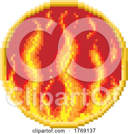 Fire Flame 4 Elements Zodiac Pixel Art Sign by AtStockIllustration