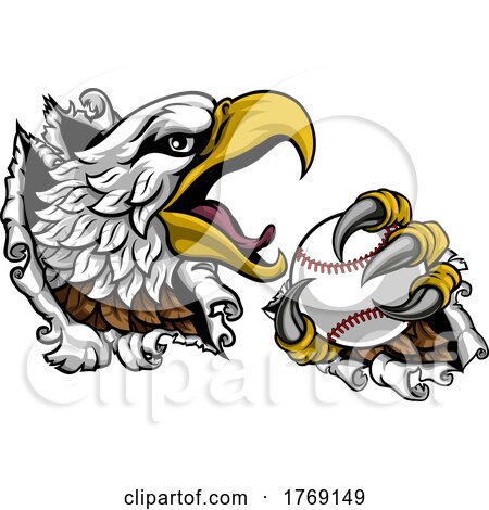 Bald Eagle Hawk Ripping Claw Baseball Ball Mascot by AtStockIllustration