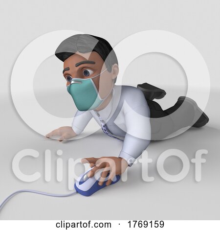 3D Cartoon Business Character in Face Mask by KJ Pargeter