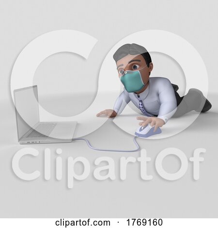 3D Cartoon Business Character in Face Mask by KJ Pargeter