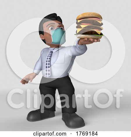 3D Cartoon Business Character in Face Mask by KJ Pargeter