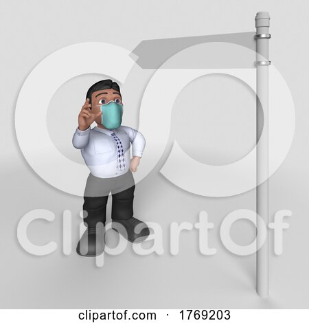 3D Cartoon Business Character in Face Mask by KJ Pargeter