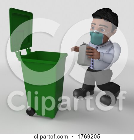 3D Cartoon Business Character in Face Mask by KJ Pargeter