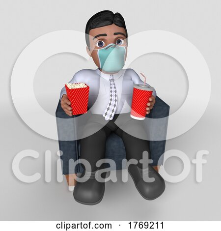 3D Cartoon Business Character in Face Mask by KJ Pargeter