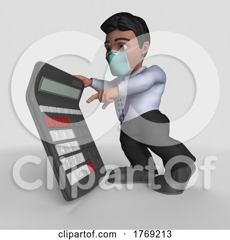 3D Cartoon Business Character in Face Mask by KJ Pargeter