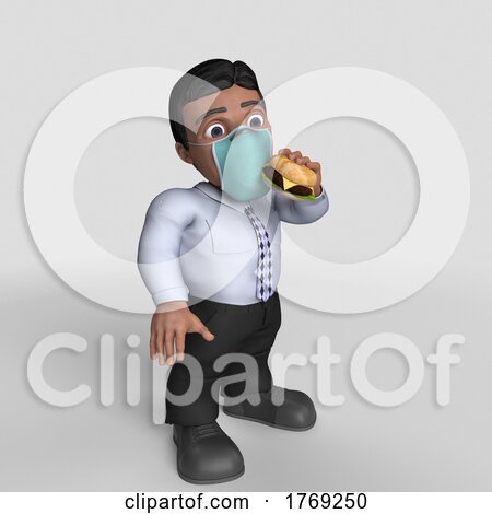 3D Cartoon Business Character in Face Mask by KJ Pargeter