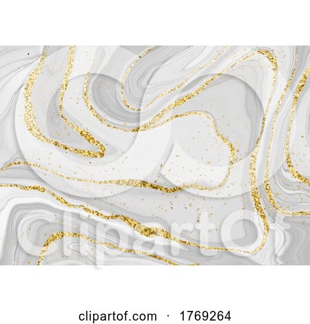 Decorative Liquid Marble Background with Gold Glitter by KJ Pargeter