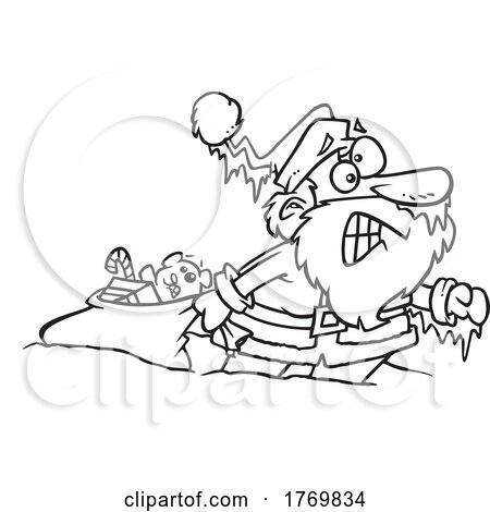 Cartoon Black and White Santa Frozen Solid with Icicles by toonaday