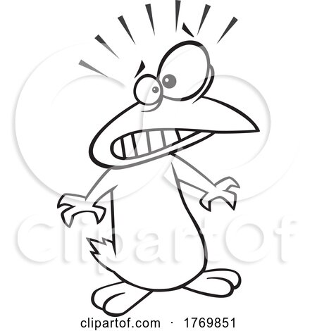 Cartoon Black and White Scared Penguin by toonaday