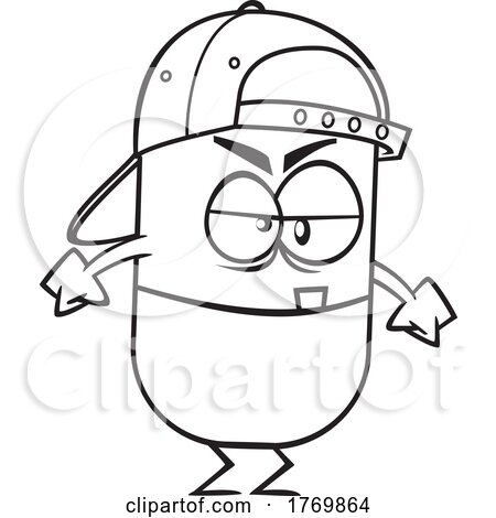 Cartoon Black and White Tough Pill with Clenched Fists by toonaday