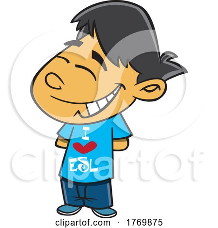 Cartoon Boy with an I Love ESL Shirt by toonaday