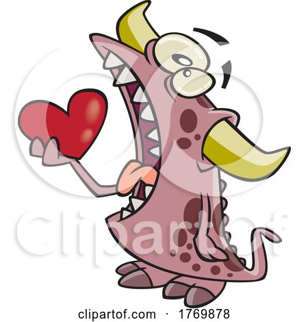 Cartoon Monster Eating a Heart by toonaday