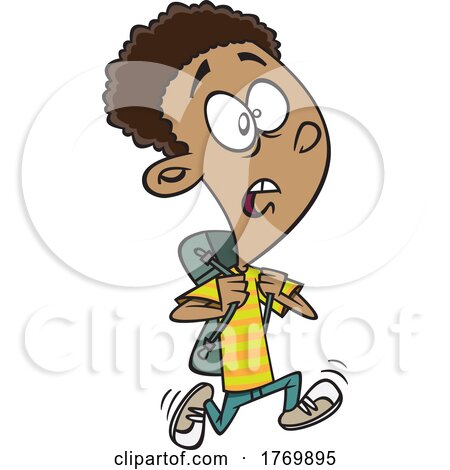 Cartoon Boy Running Late for School by toonaday