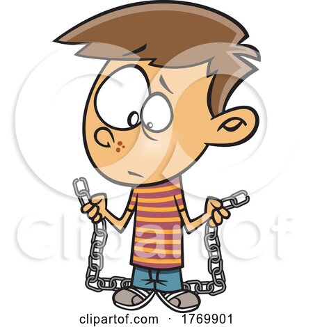 Cartoon Boy with a Weak Link by toonaday