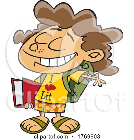 Cartoon Girl Wearing an I Love Lit Shirt by toonaday