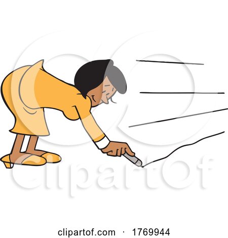 Cartoon Woman Drawing the Bottom Line by Johnny Sajem