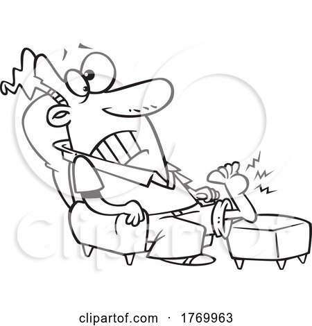 Cartoon Black and White Man Resting His Wart Covered Foot by toonaday