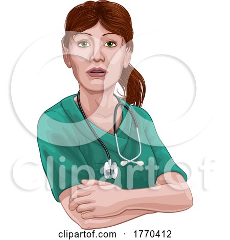 Doctor or Nurse Woman in Scrubs Uniform by AtStockIllustration
