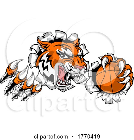 Tiger Baketball Player Animal Sports Mascot by AtStockIllustration
