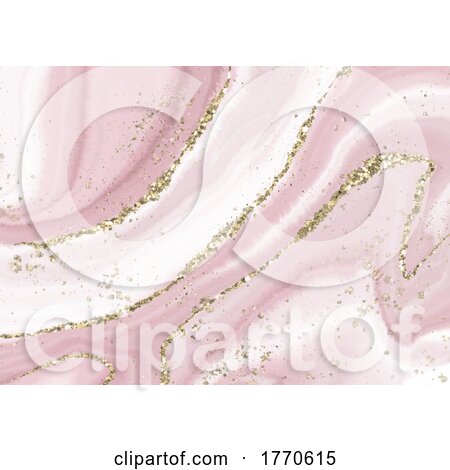 Decorative Pink Liquid Marble Design with Gold Glitter by KJ Pargeter