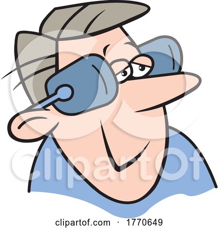 Cartoon Happy Guy Wearing Blinders by Johnny Sajem