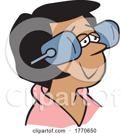 Cartoon Happy Woman Wearing Blinders by Johnny Sajem