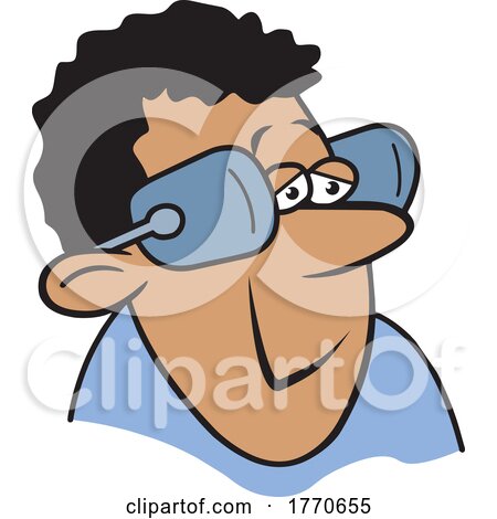 Cartoon Happy Man Wearing Blinders by Johnny Sajem