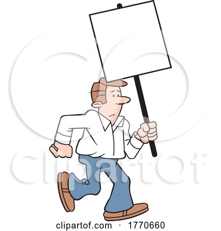 Cartoon Guy Carrying a Blank Sign by Johnny Sajem