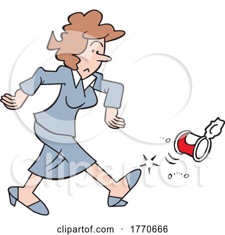Cartoon Lady Kicking the Can by Johnny Sajem